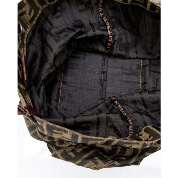 Fendi FF Logo Zucca Bag Shoulder Strap Tote Purse Brown Black Canvas Monogram - Picture 6 of 9